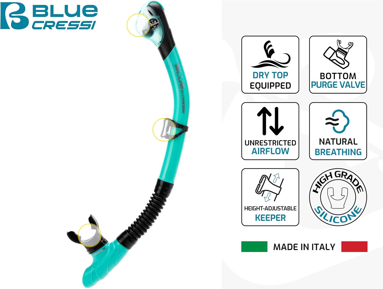 Thumbnail 4 de CRESSI Horizon - Maschera panoramica a 4 vetri e Scilla Top Dry Valve System per immersioni e snorkeling