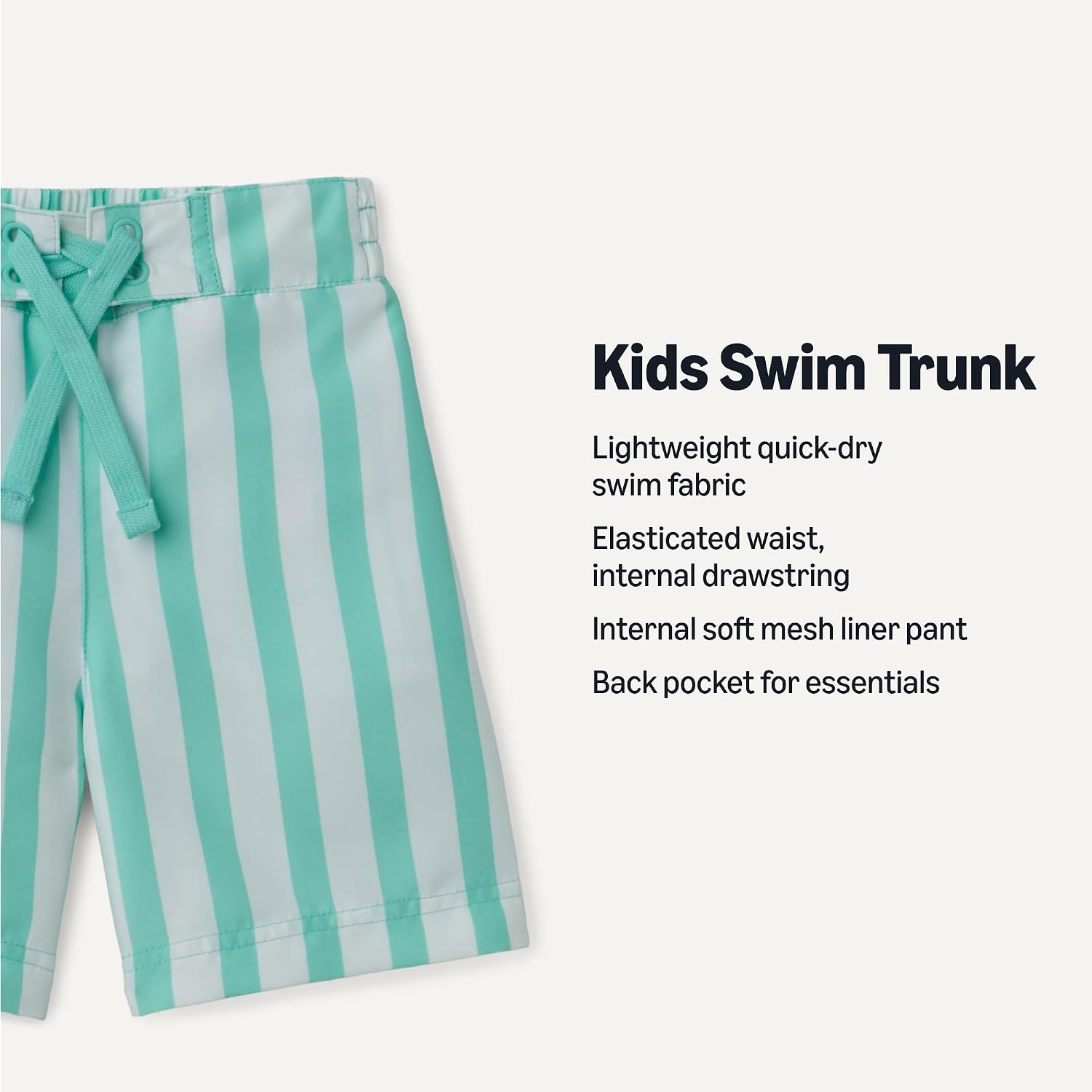 Detalle de Amazon Essentials Boy's Quick Dry Swimming Board Shorts – Regular Fit with Mesh Liner