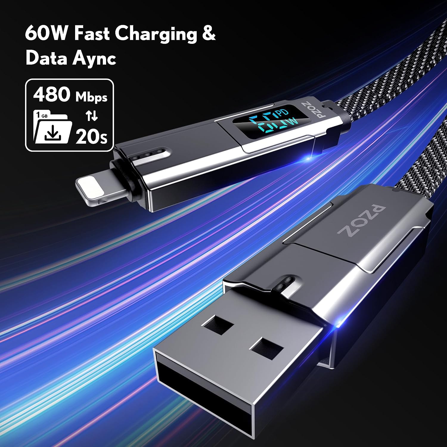 Detalle 2 de PZOZ 4-in-1 60W LED USB Cables for charging
