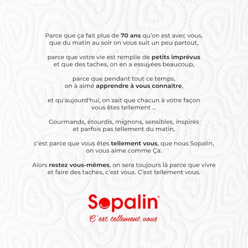 Detalle de SOPALIN Love – 24 rouleaux d’essuie-tout cuisine, 2 plis, texture en cœur