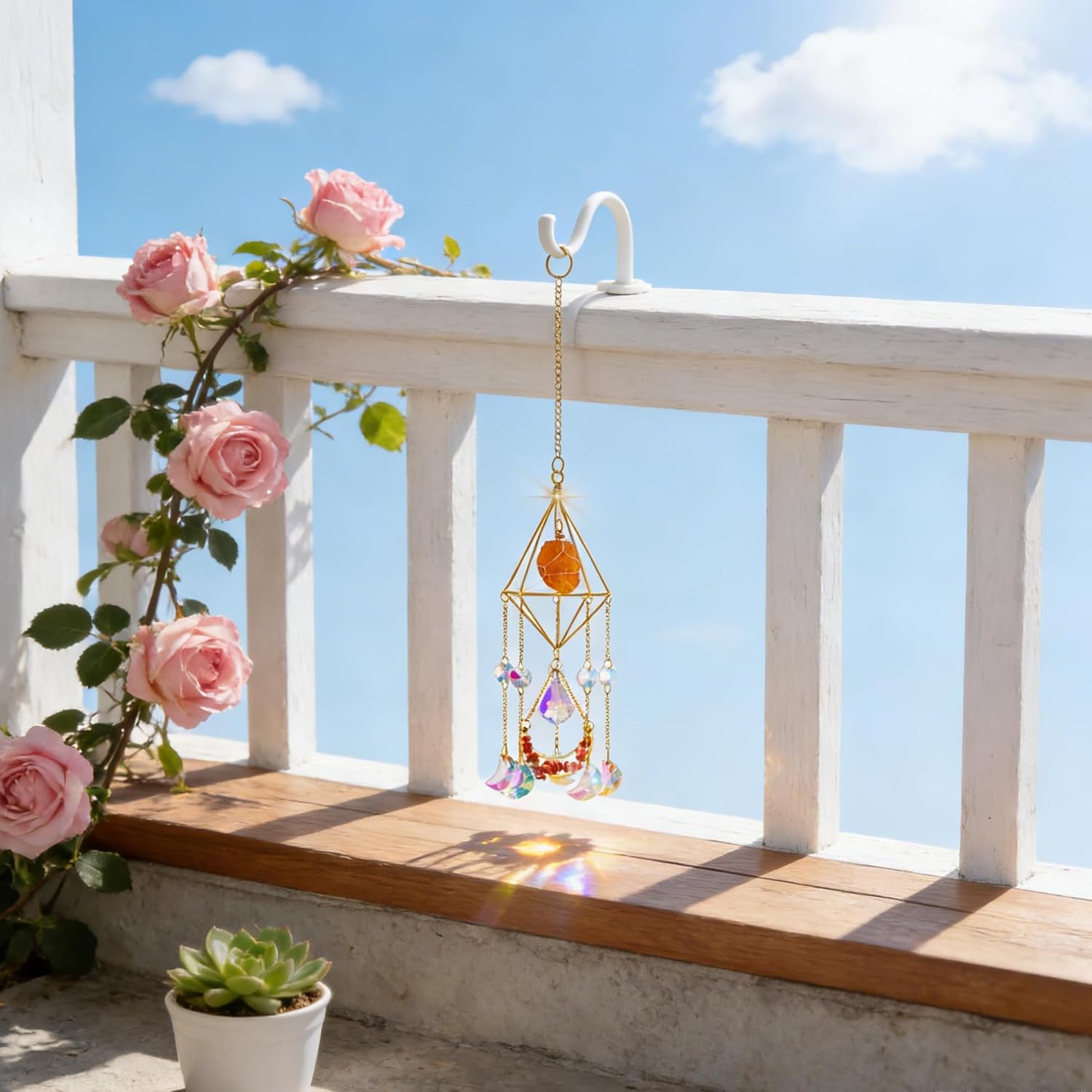 Detalle 2 de AWARDSEN Garden Sun Catchers Carnelian Natural Rainbow Prism