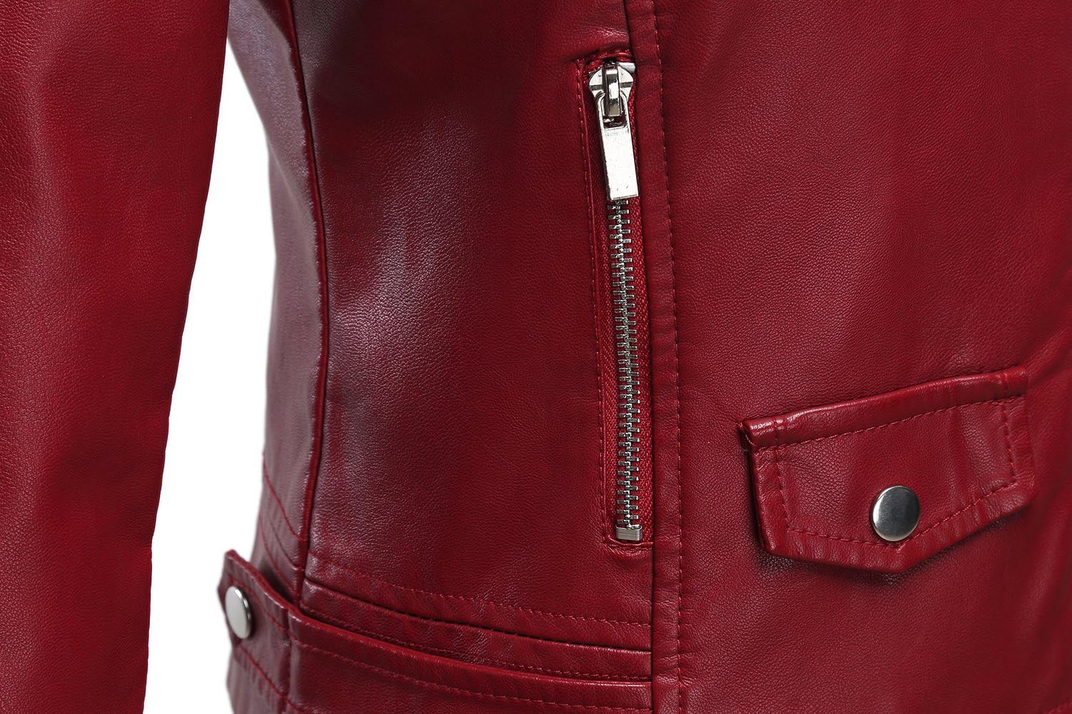 Thumbnail 4 de Tanming Women's Faux Leather Moto Jacket with Notched Lapel and Zip-Up Front
