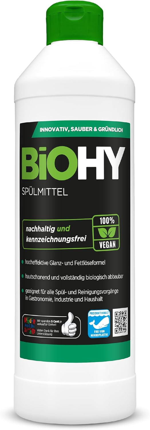 Detalle de BIOHY Afwasmiddel, 500 ml – citroengeur, biologisch afbreekbaar en microplasticvrij