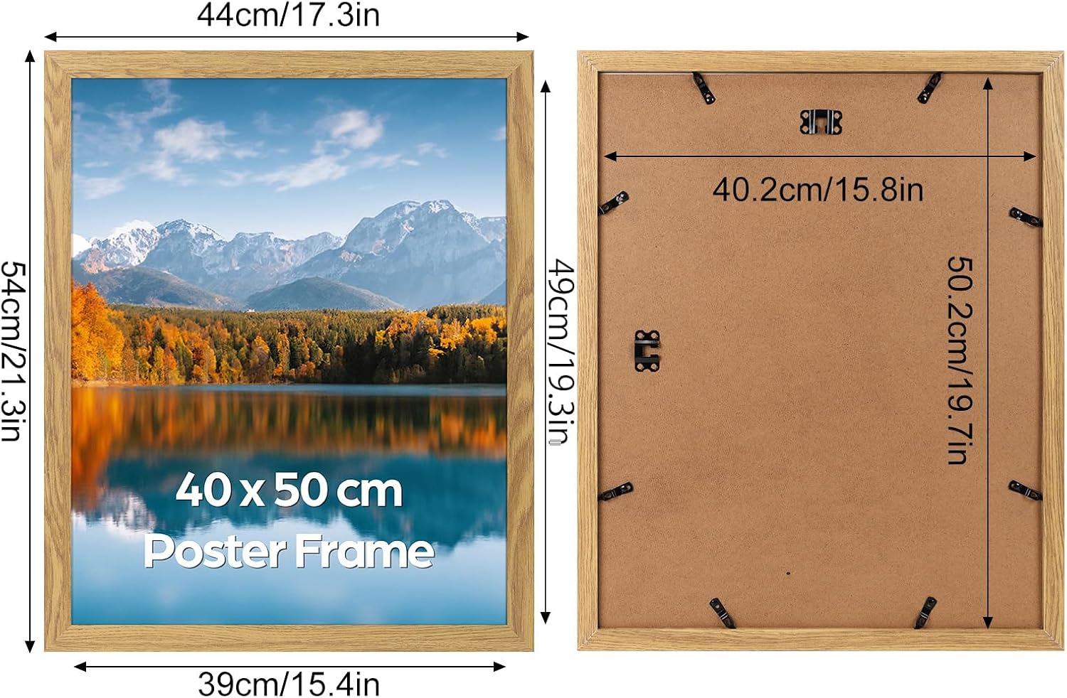 Detalle de Vasemouh Bilderrahmen 40x50 cm – MDF Holzoptik mit PET-Scheibe