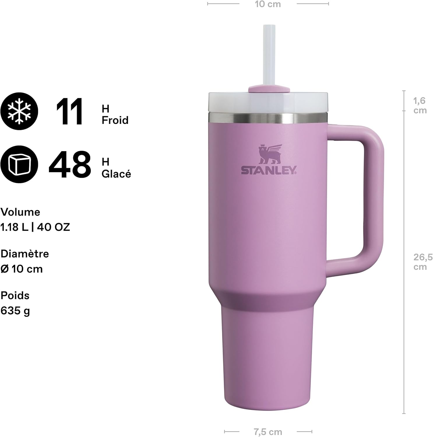 Thumbnail 1 de STANLEY Quencher H2.0 FlowState mug isotherme 1,2L avec paille (Lilac) — glacé pendant 48 h