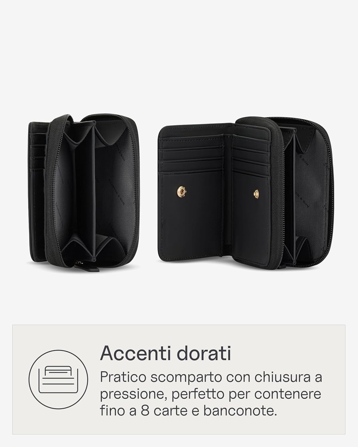 Detalle de Kapten & Son Portafoglio Donna Bergen Pro Wallet Small All Black: eleganza minimal e organizzazione compatta