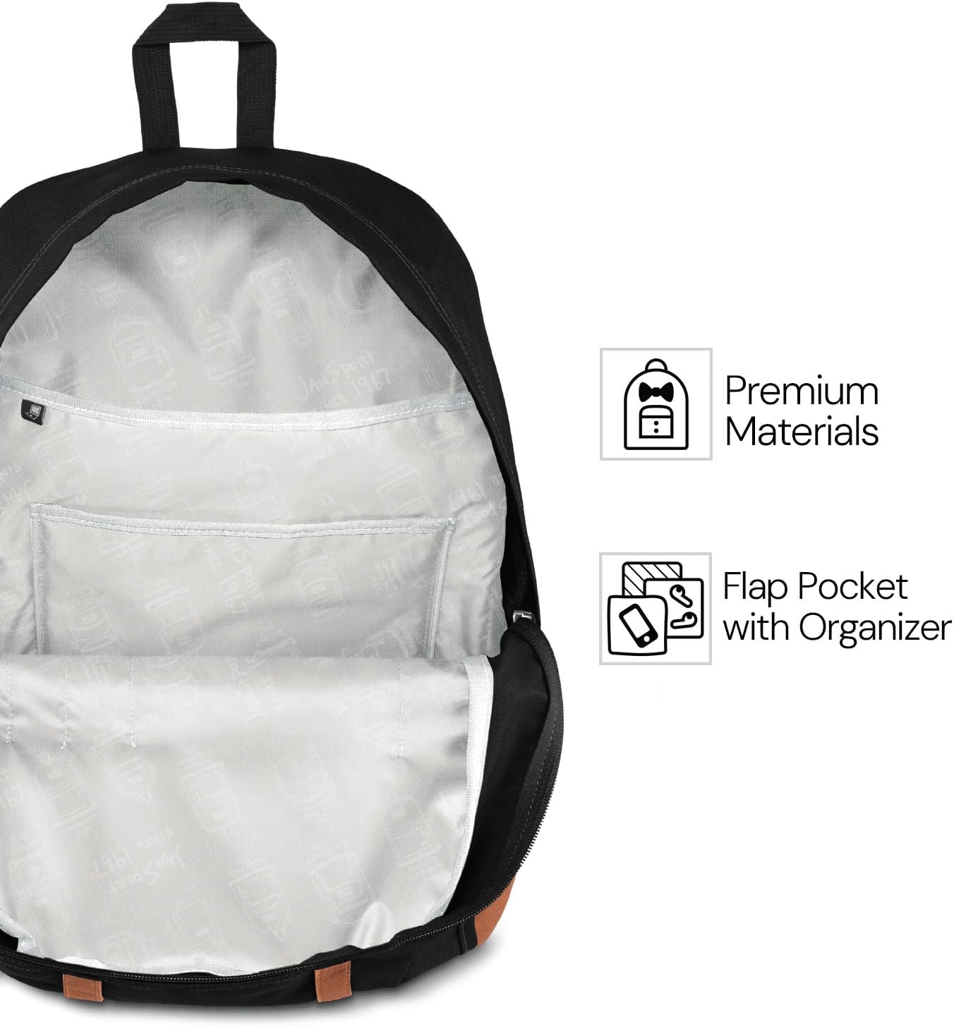 Detalle de JanSport CORTLANDT Grand sac à dos 15 pouces – Compartiment ordinateur rembourré et organisation pratique