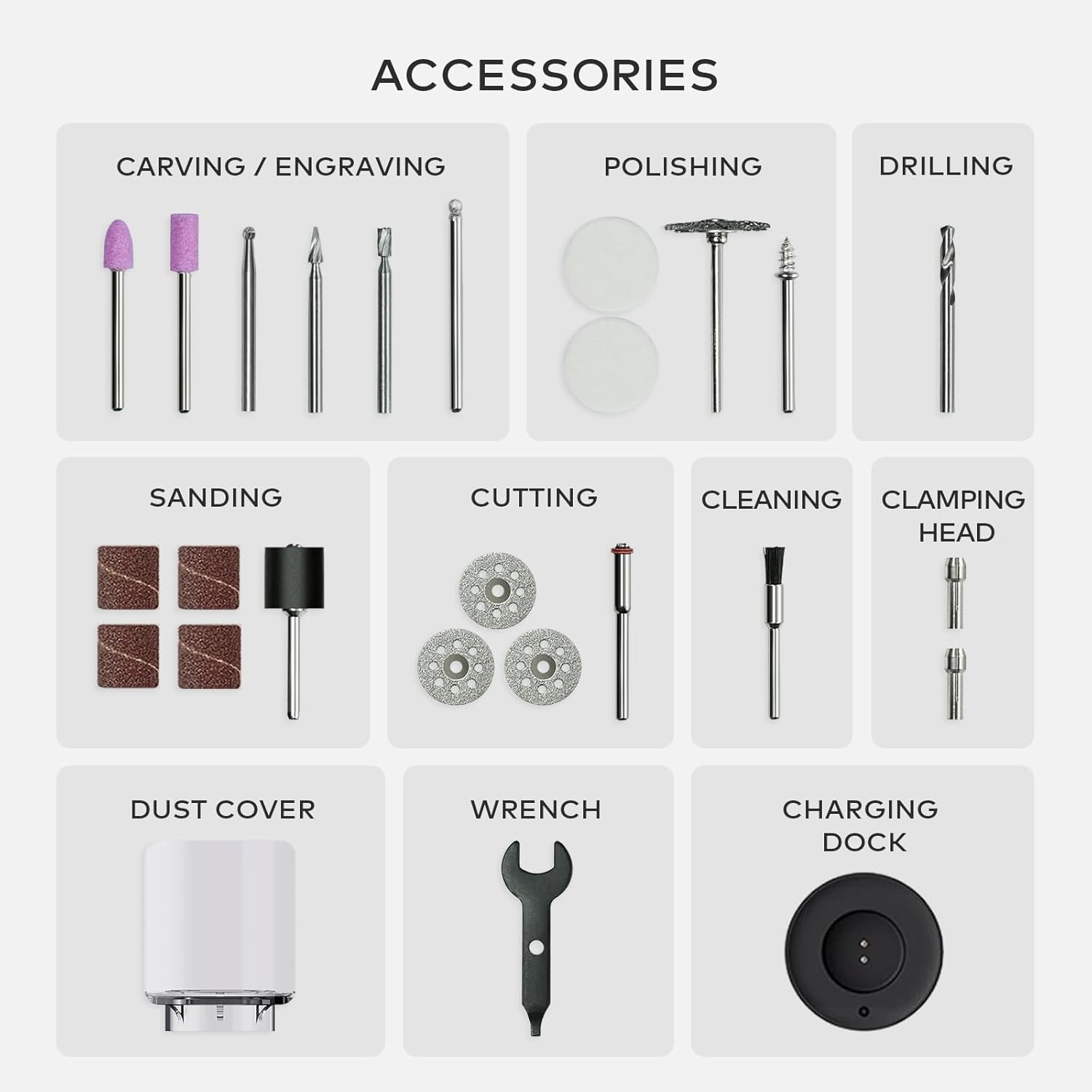 Thumbnail 5 de HOTO outil rotatif multifonction sans fil 35 en 1 (2000 mAh, 5 vitesses, LED annulaire)