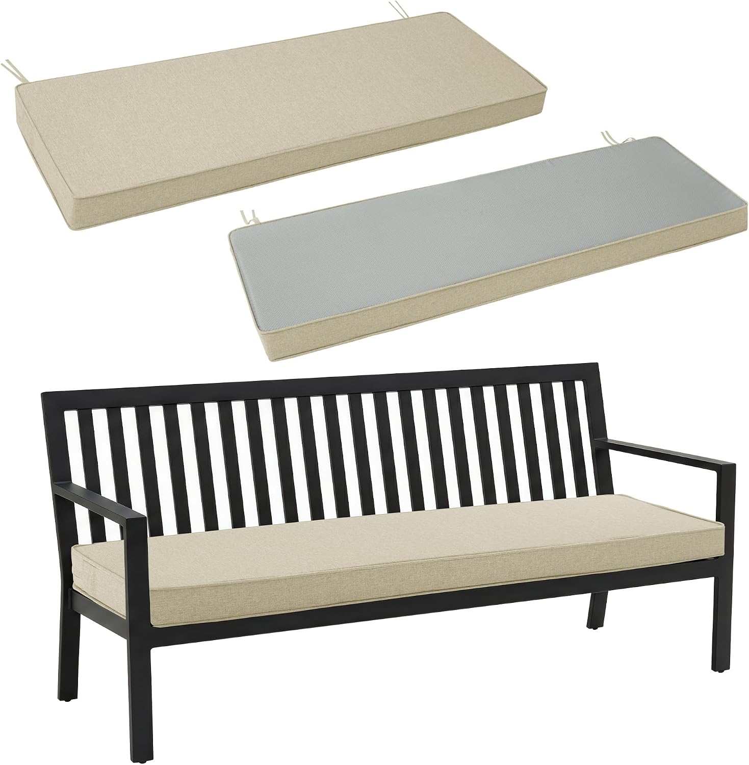 Detalle de Fitfree FCDD4816BE1P Outdoor Bench Cushion, 48 x 16 Inch, Beige