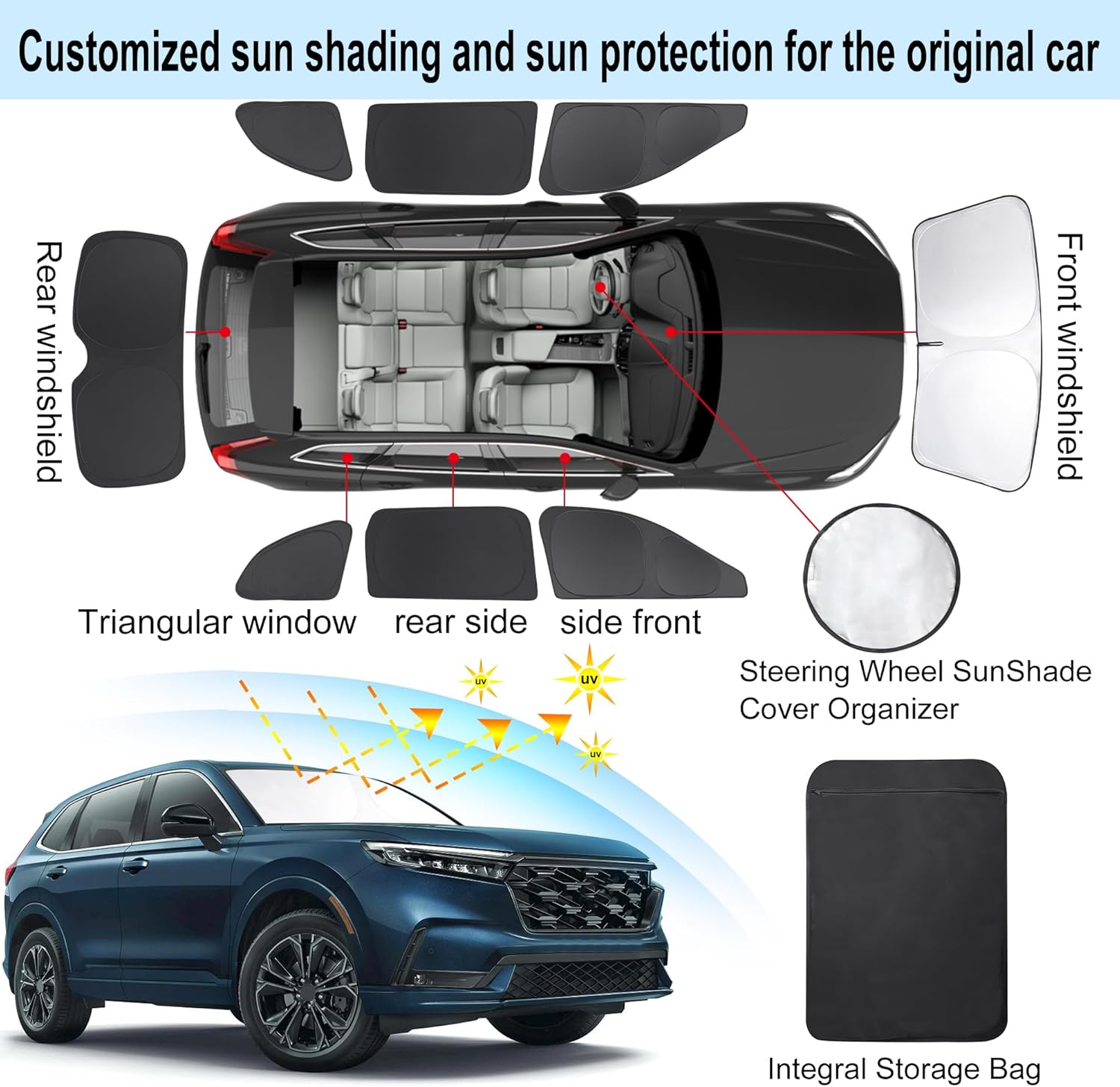 Thumbnail 2 de TINGLU Window Shades for Honda CR-V 2023-2026 (8PCS) — UV sun protection and privacy