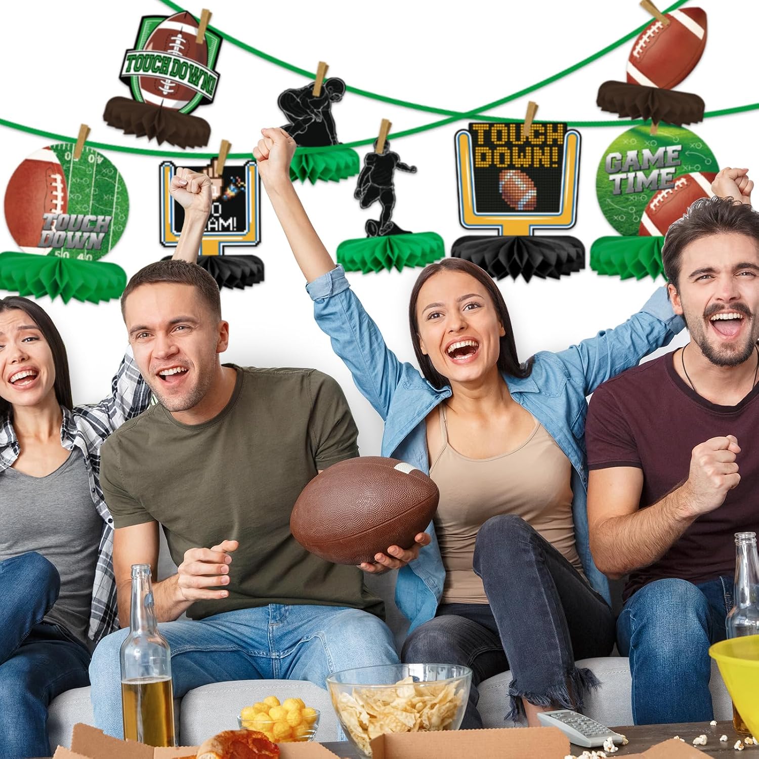 Thumbnail 3 de 10-pack Football Honeycomb Centerpieces 🎉