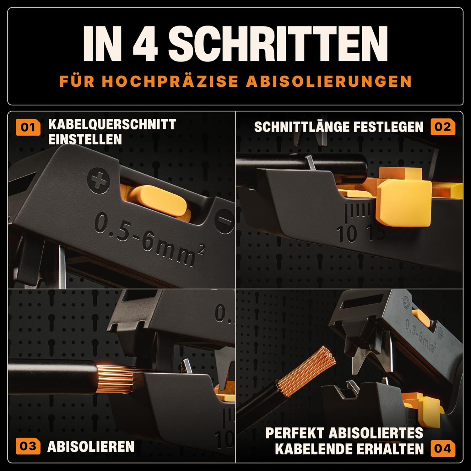 Thumbnail 3 de BAURIX® AKURA Abisolierzange automatisch – präzise Abisolierung 0,5–6 mm² mit integriertem Kabelschneider