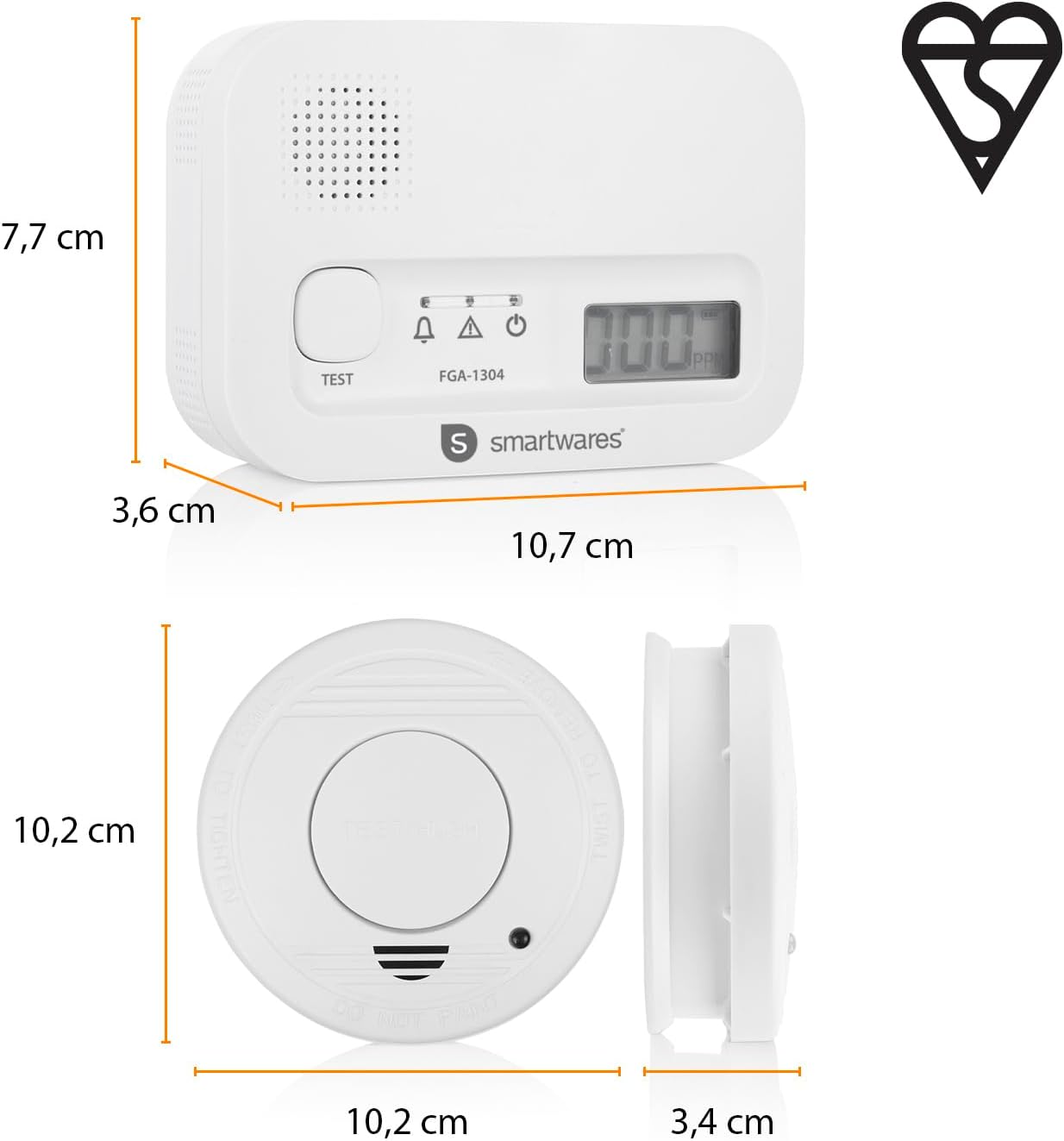 Thumbnail 2 de Smartwares Sicherheit Set FSE-19204: Rauchmelder und CO-Melder mit 10-Jahres-Batterie-Konzept