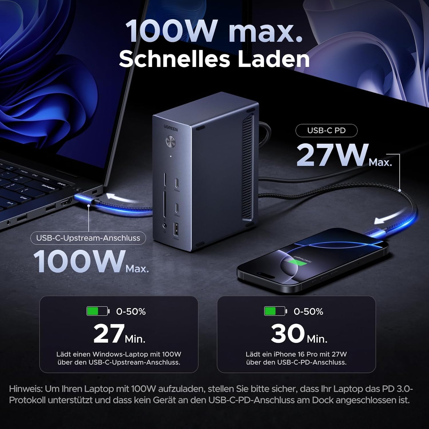 Thumbnail 3 de UGREEN Revodok Pro 314 Docking Station 3‑Monitor, 100W laden