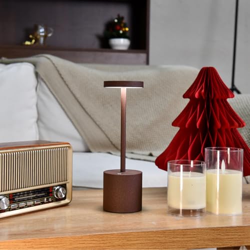 Detalle de HYMZP Lámpara de Mesa Inalámbrica (Corten) con Batería 5000 mAh y Carga Rápida