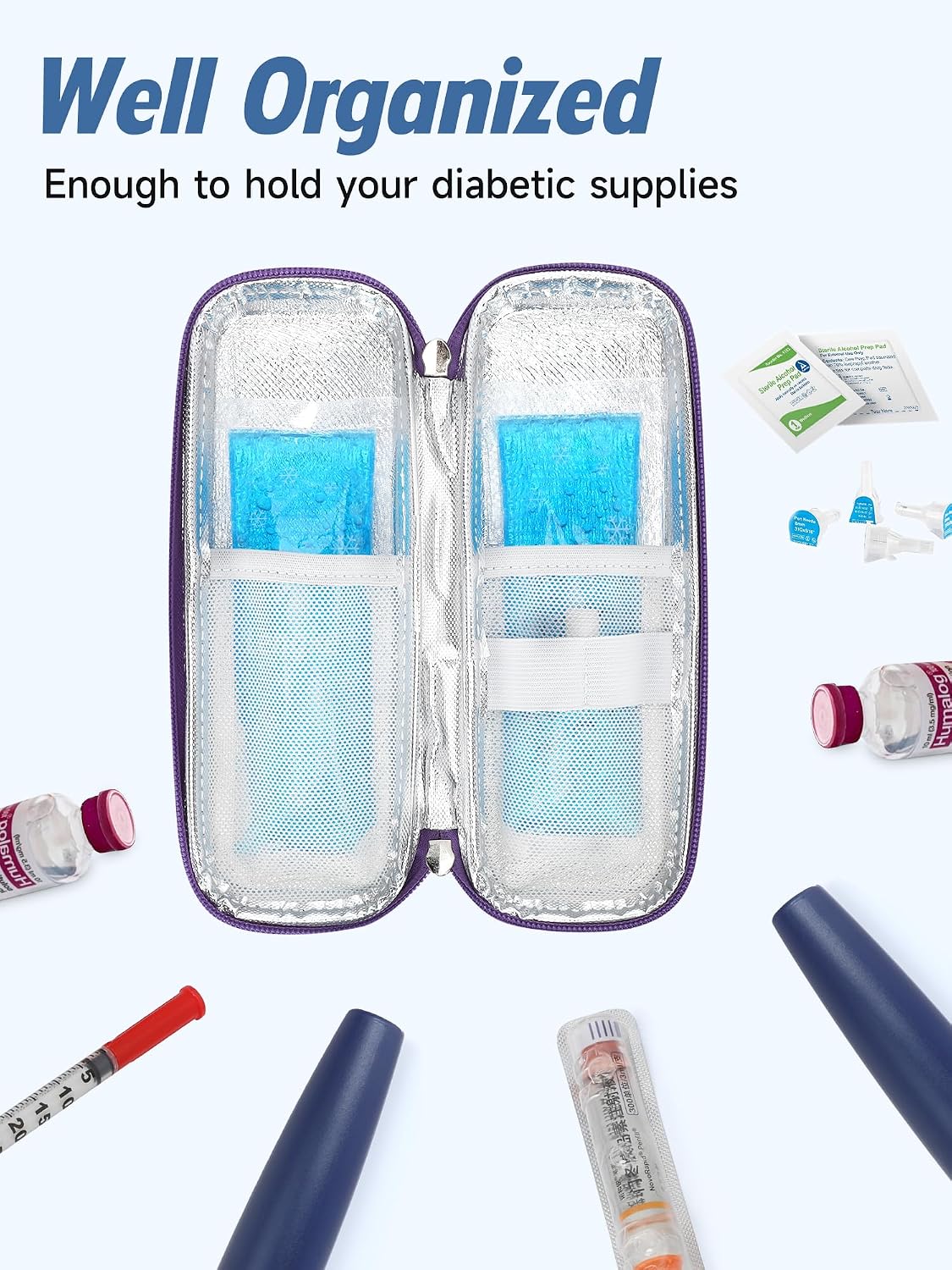 Thumbnail 3 de YOUSHARES Manjaro Travel Case – Insulin Cooler Travel Case with 2 Ice Packs (Marble Purple)