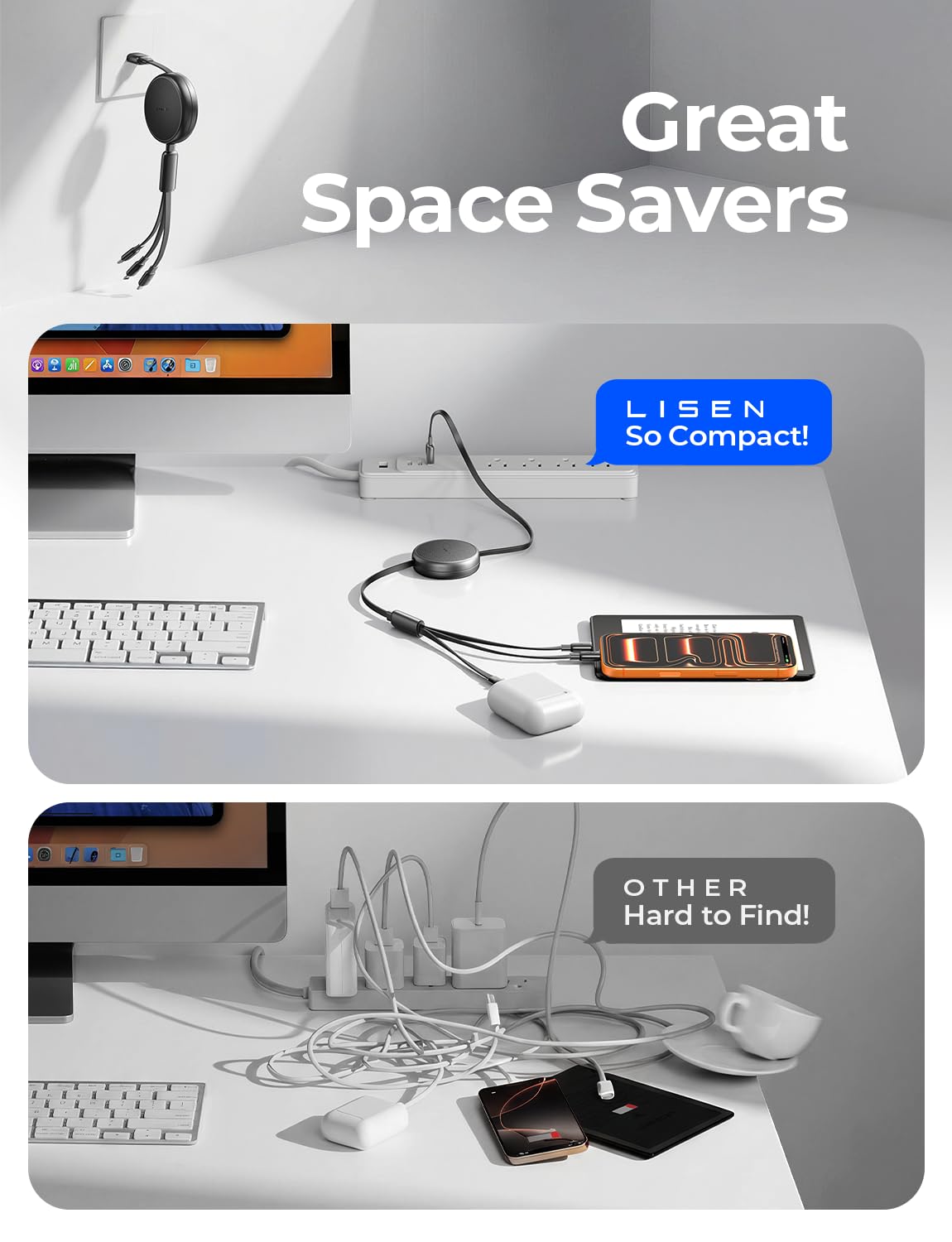 Thumbnail 4 de LISEN Multi Charging Cable 3-in-1 Retractable Cable 🔌