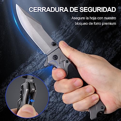 Detalle de Rolgno Navaja: Cuchillo plegable de acero 3Cr13 para outdoor con clip y cordón