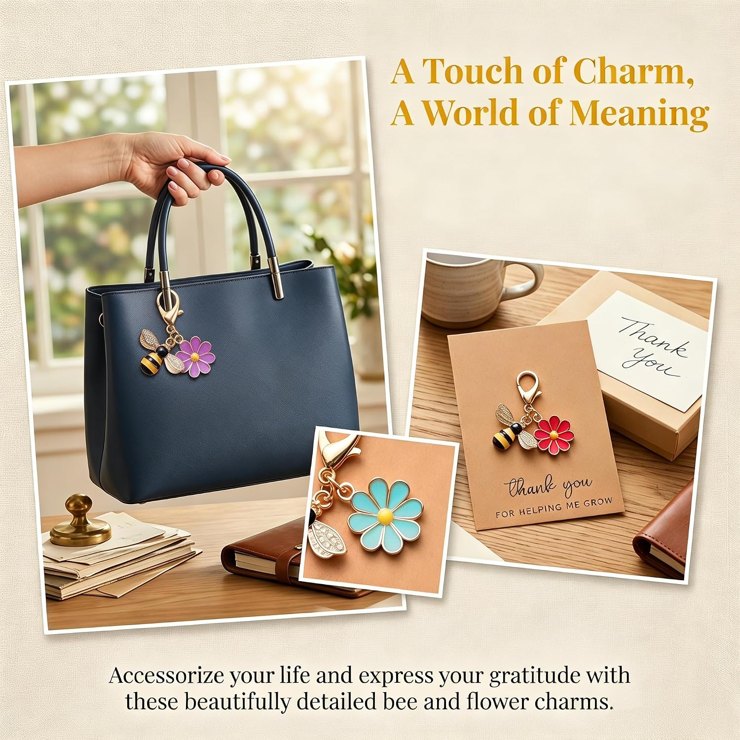 Thumbnail 3 de Thank You Teacher Gifts for Women – Personalised 6Pcs Bee & Flower Keyrings