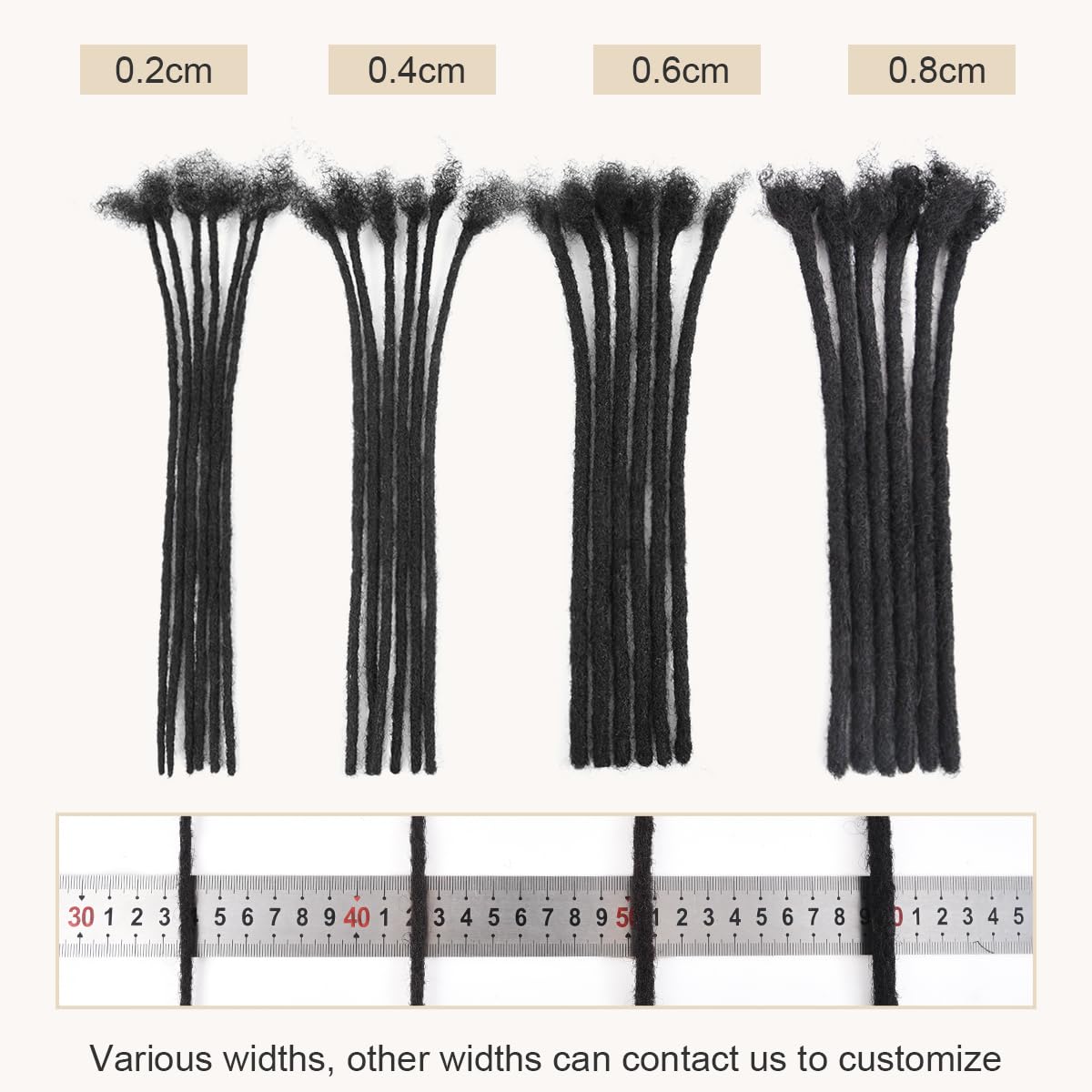 Detalle de DAIXI 0.4cm Dreadlock Extensions – 10 Inch, 60 Strands, 100% Human Hair