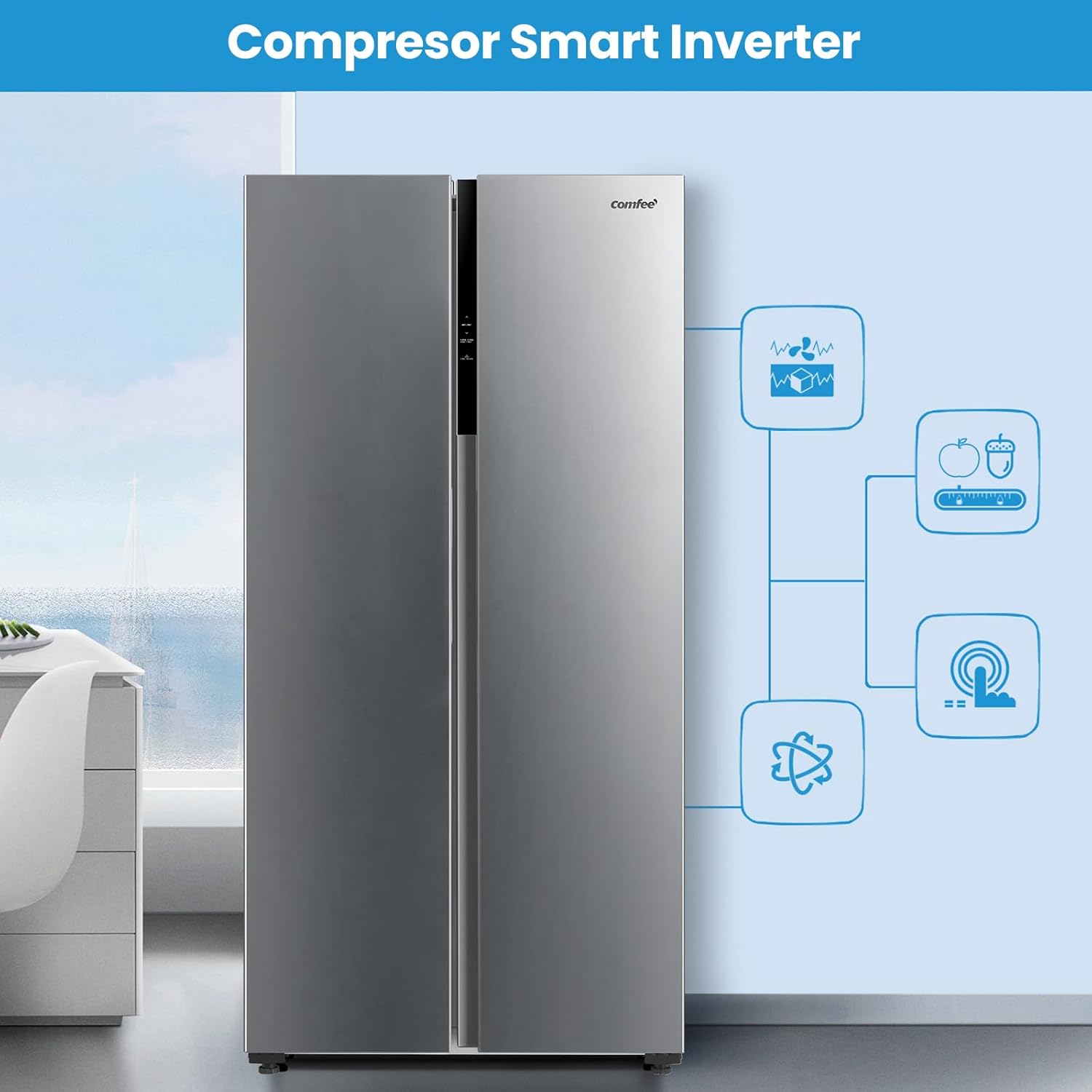 Thumbnail 2 de Comfee' RCS609IX2 Frigorífico-Congelador Inox No Frost