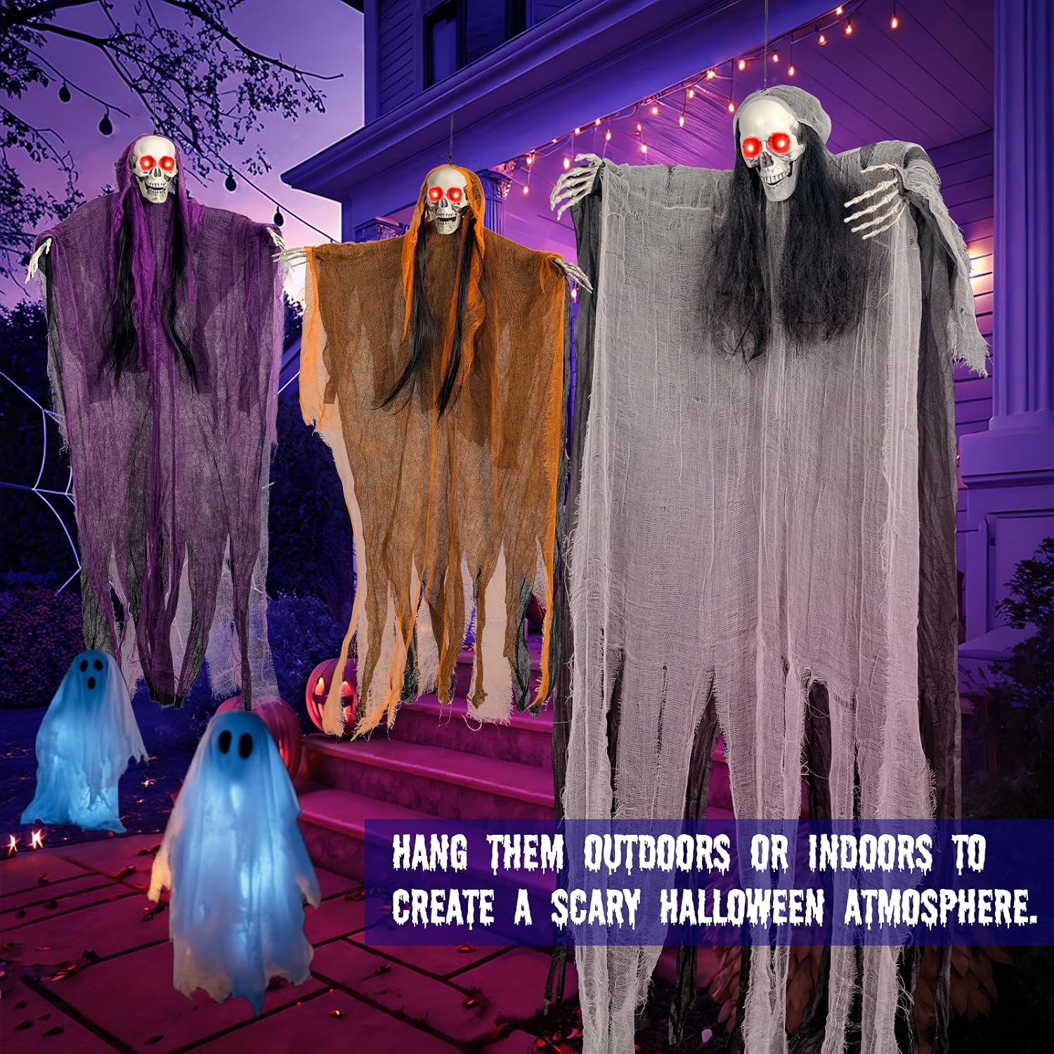 Thumbnail 5 de Hanging Halloween Ghost Decorations, 3-Pack