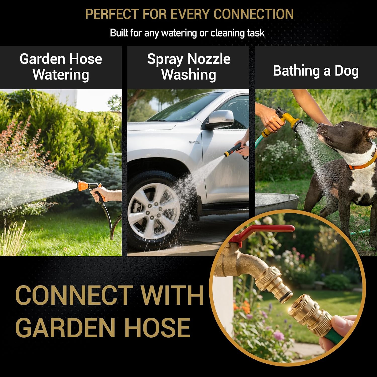Thumbnail 6 de HQMPC HQ-K04D Garden Hose Quick Connect, Solid Brass, 3/4-Inch GHT