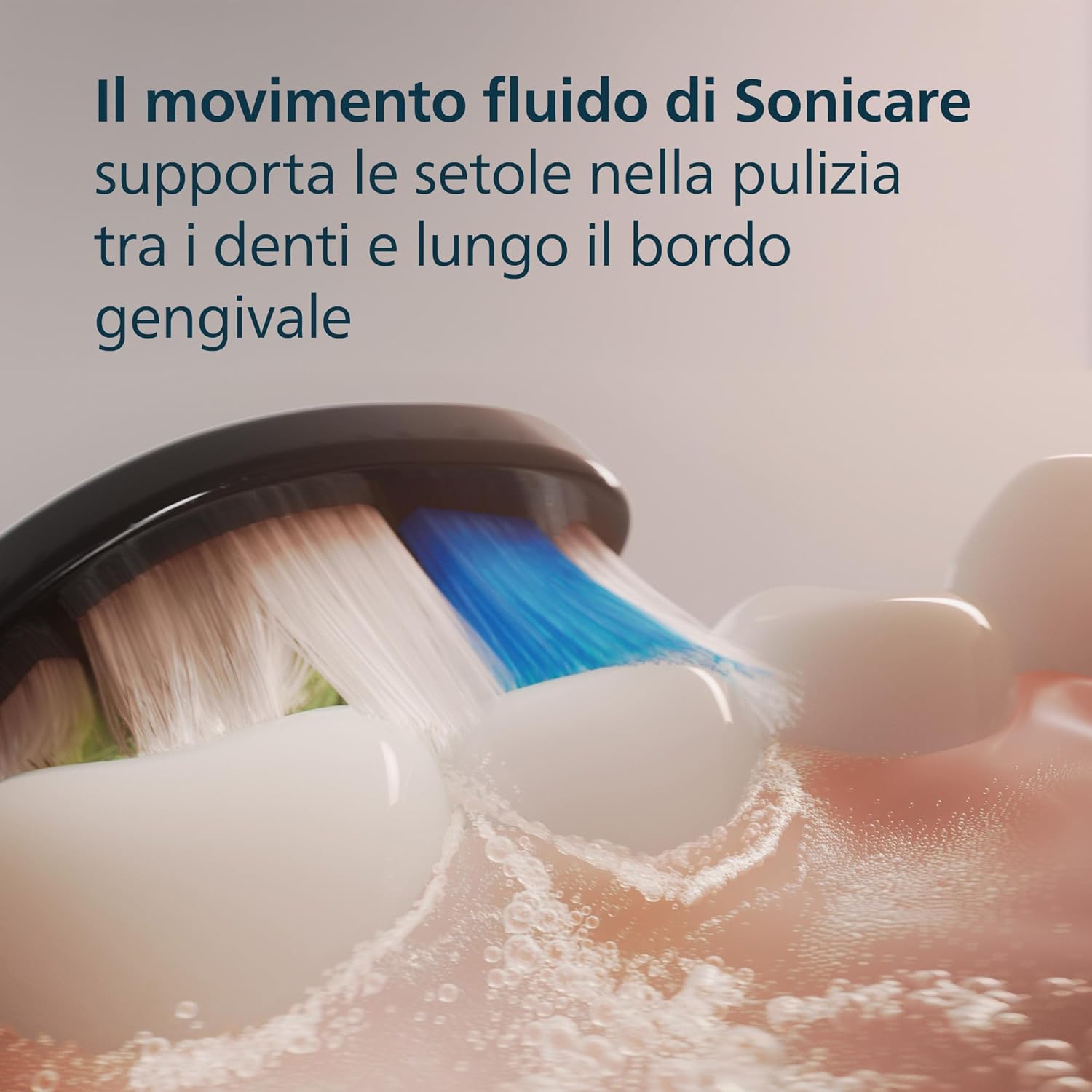 Detalle de PHILIPS Sonicare W2 Optimal White: 8 testine di ricambio originali, nero (HX6068/88) per una pulizia sbiancante quotidiana