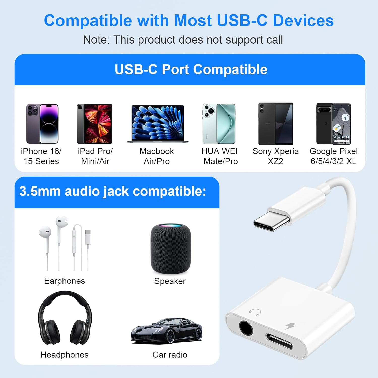 Thumbnail 5 de Dalimee USB-C to 3.5mm Jack 2-in-1 Aux & USB-C Charging Adapter