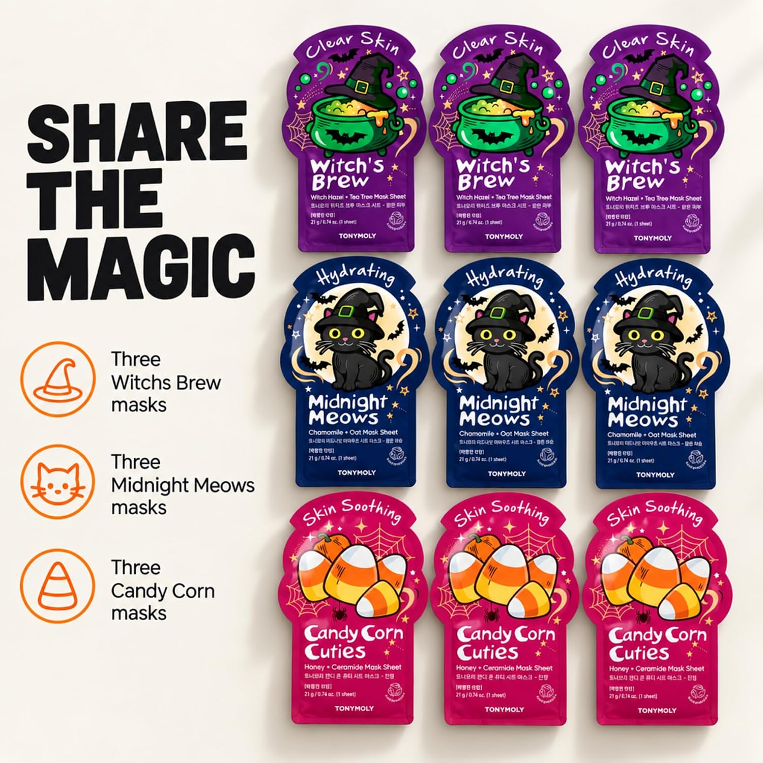 Thumbnail 1 de TONYMOLY I'm Face Sheet Masks, 9-Count Halloween Set with 3 Designs