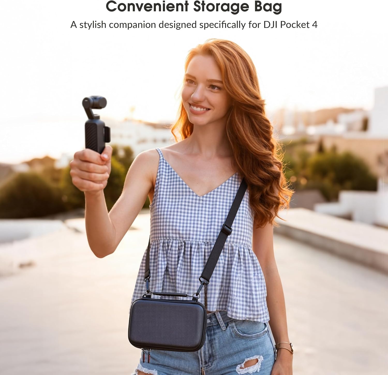 Detalle de STARTRC PHOTO Schutztasche für DJI Osmo Pocket 4 Kreativ Combo – PU Tragetasche mit Stoßschutz und Tragegriff