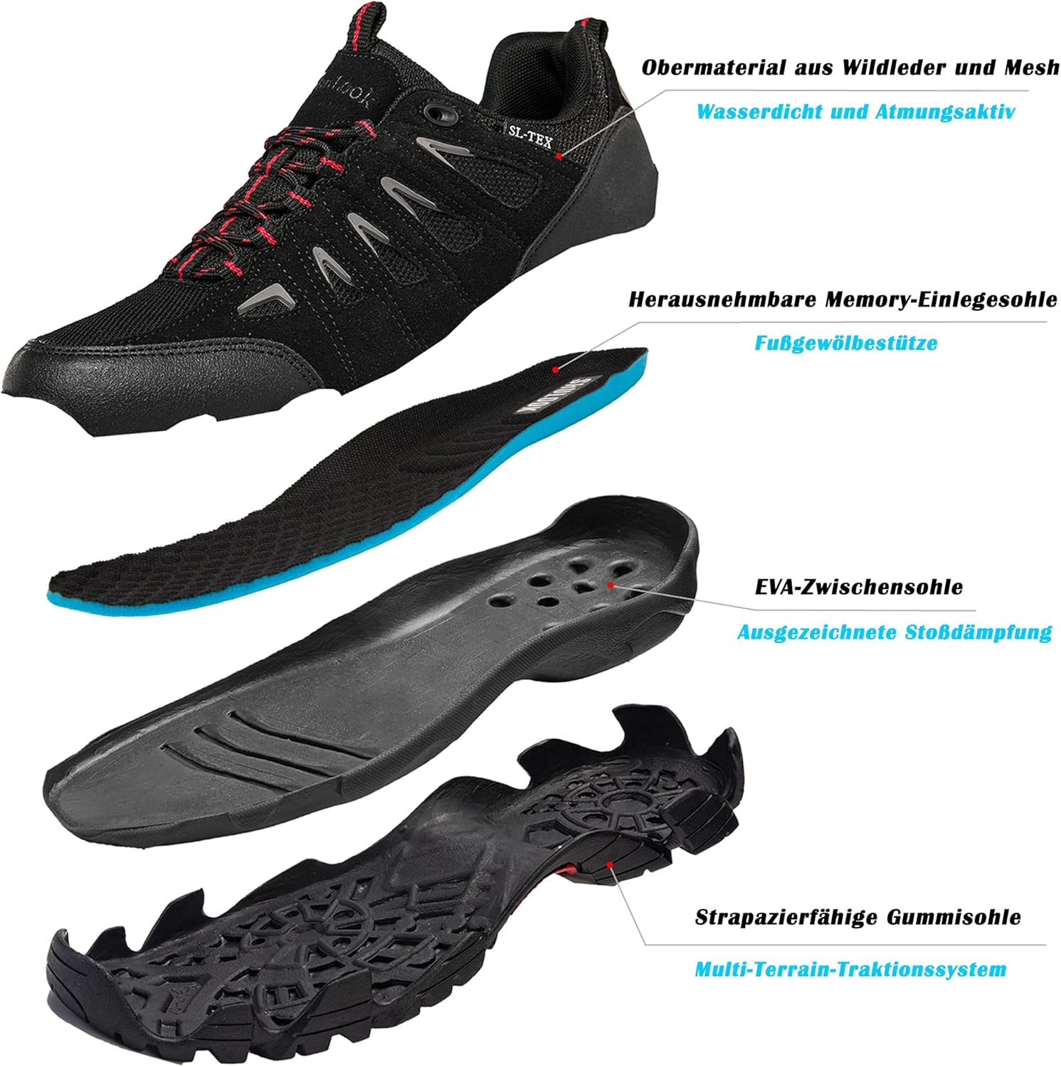 Thumbnail 2 de SHULOOK Herren-Wanderschuhe wasserdicht mit SL-TEX Membran und griffiger Gummisohle