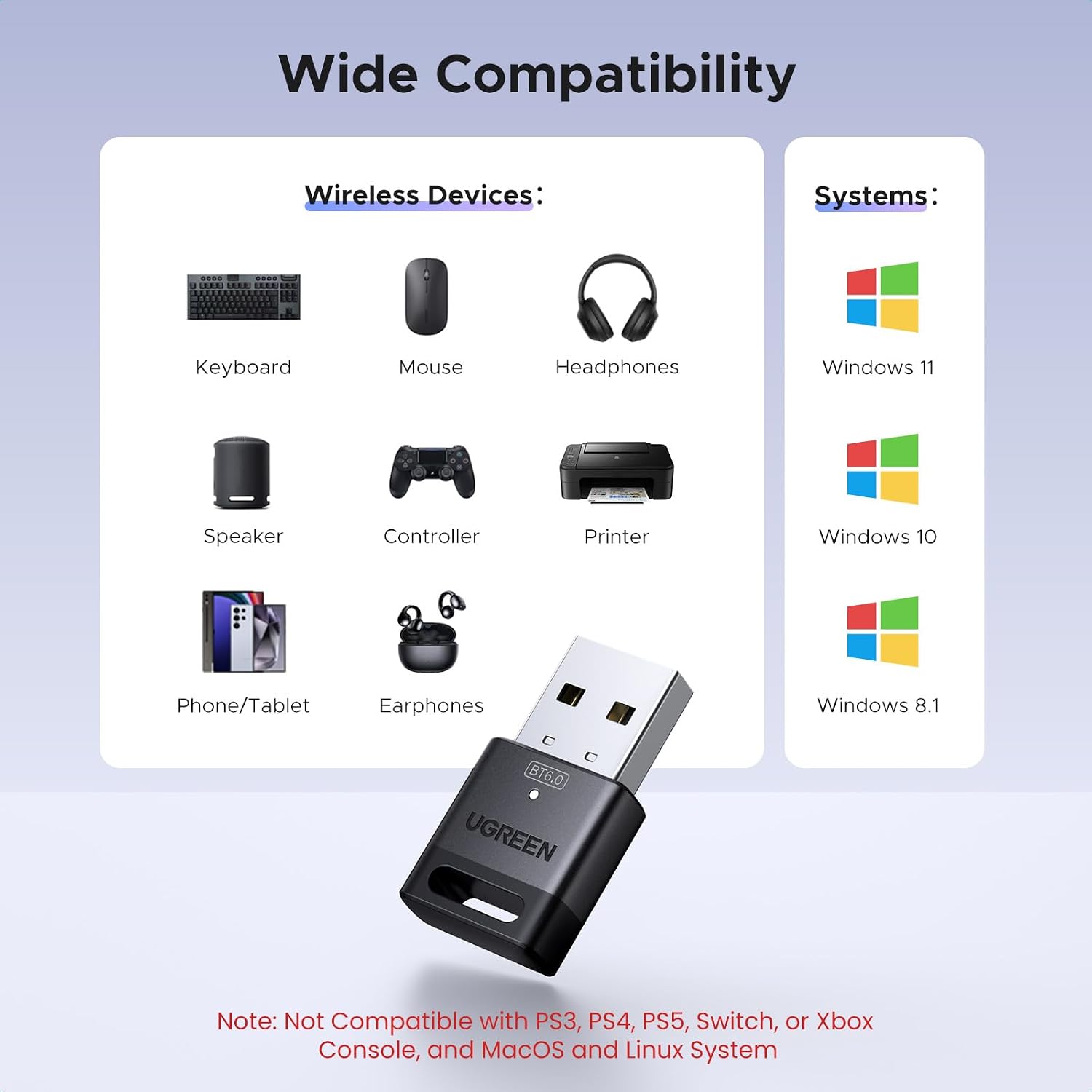 Thumbnail 3 de UGREEN USB Bluetooth Adapter Bluetooth 6.0 Dongle