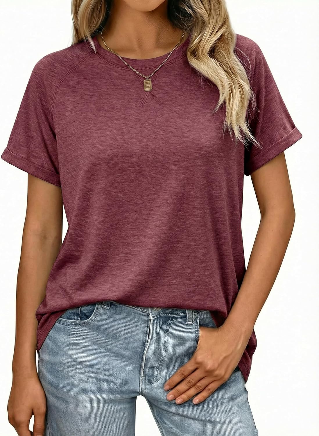 Thumbnail 6 de Litherday T Shirt Femme Été Col Rond – Basique et Fluide, Manches Courtes en Coton