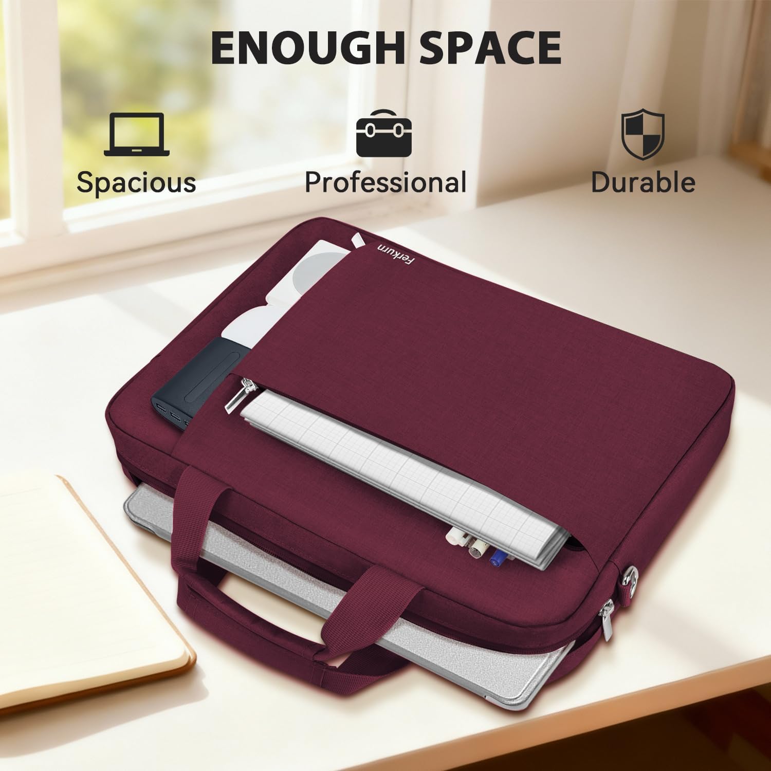 Thumbnail 5 de Ferkurn Laptop Bag Case for Women Men – Water-repellent slim messenger with padded 15.5 x 11.5 x 1.7 inch interior
