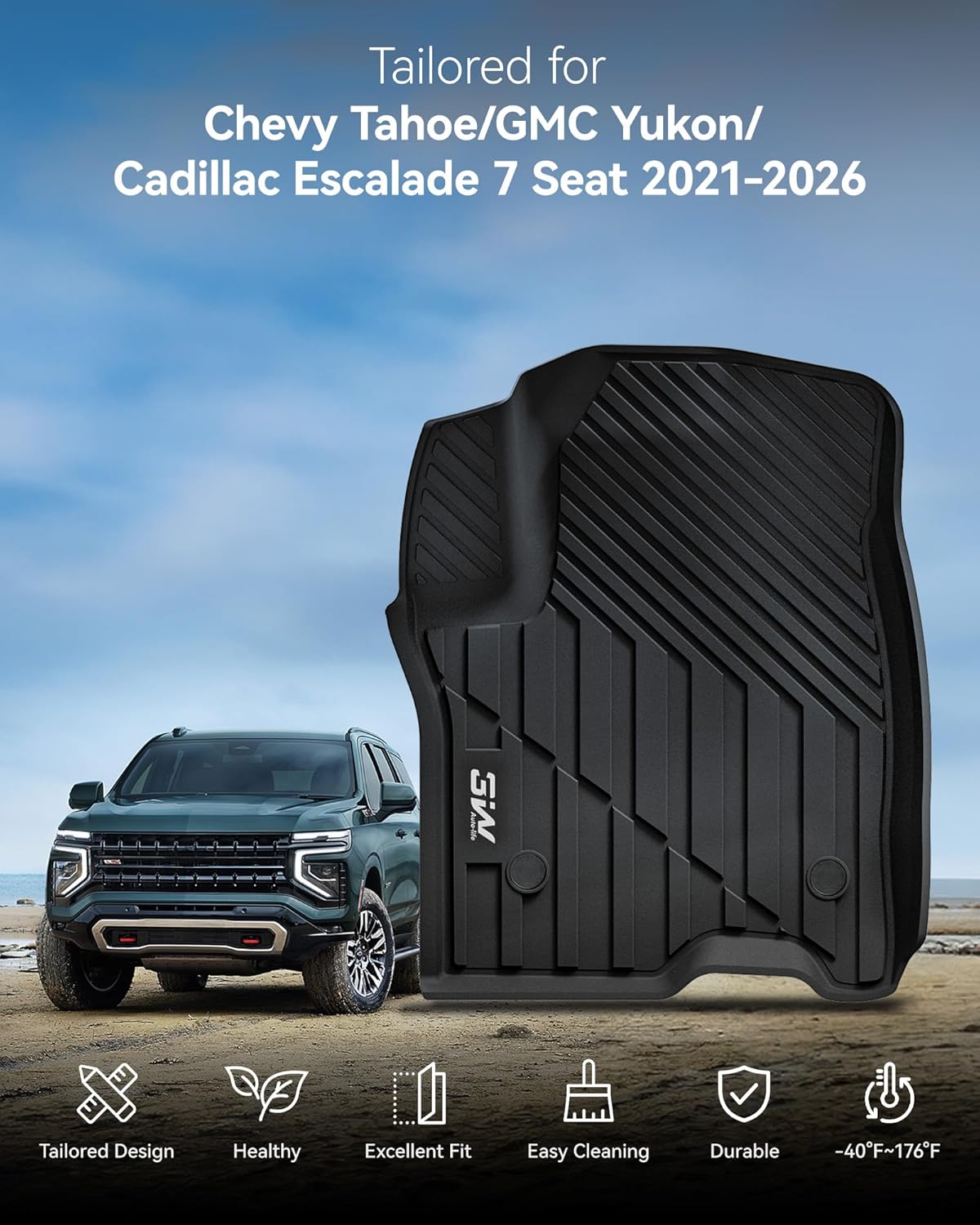 Thumbnail 1 de 3W All-Weather Floor Mats, Cargo Liner & Seat Back Mats for 2021-2026 Chevy Tahoe / GMC Yukon / Cadillac Escalade (7 Seats)