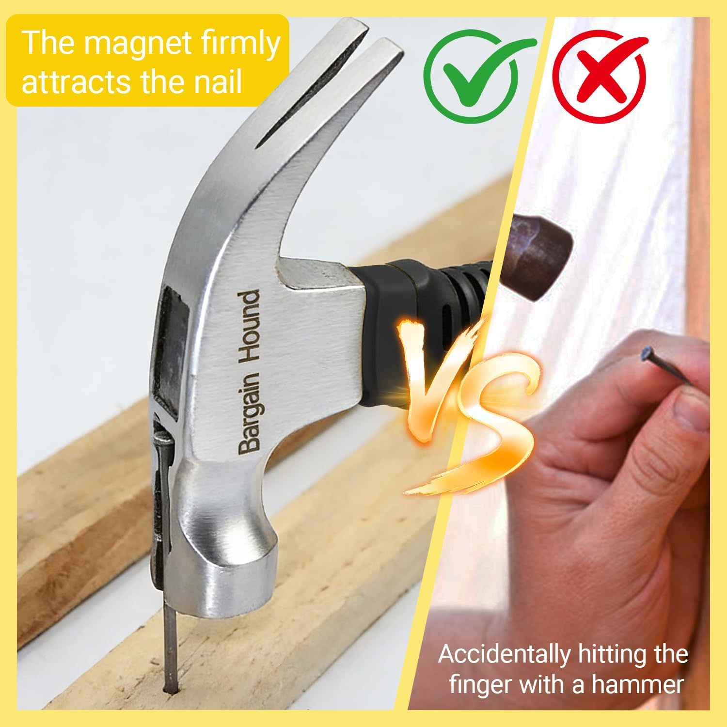 Thumbnail 3 de Bargain Hound Claw Hammer 2PCS: 16oz & 8oz Forged Carbon Steel with Non-Slip Grips