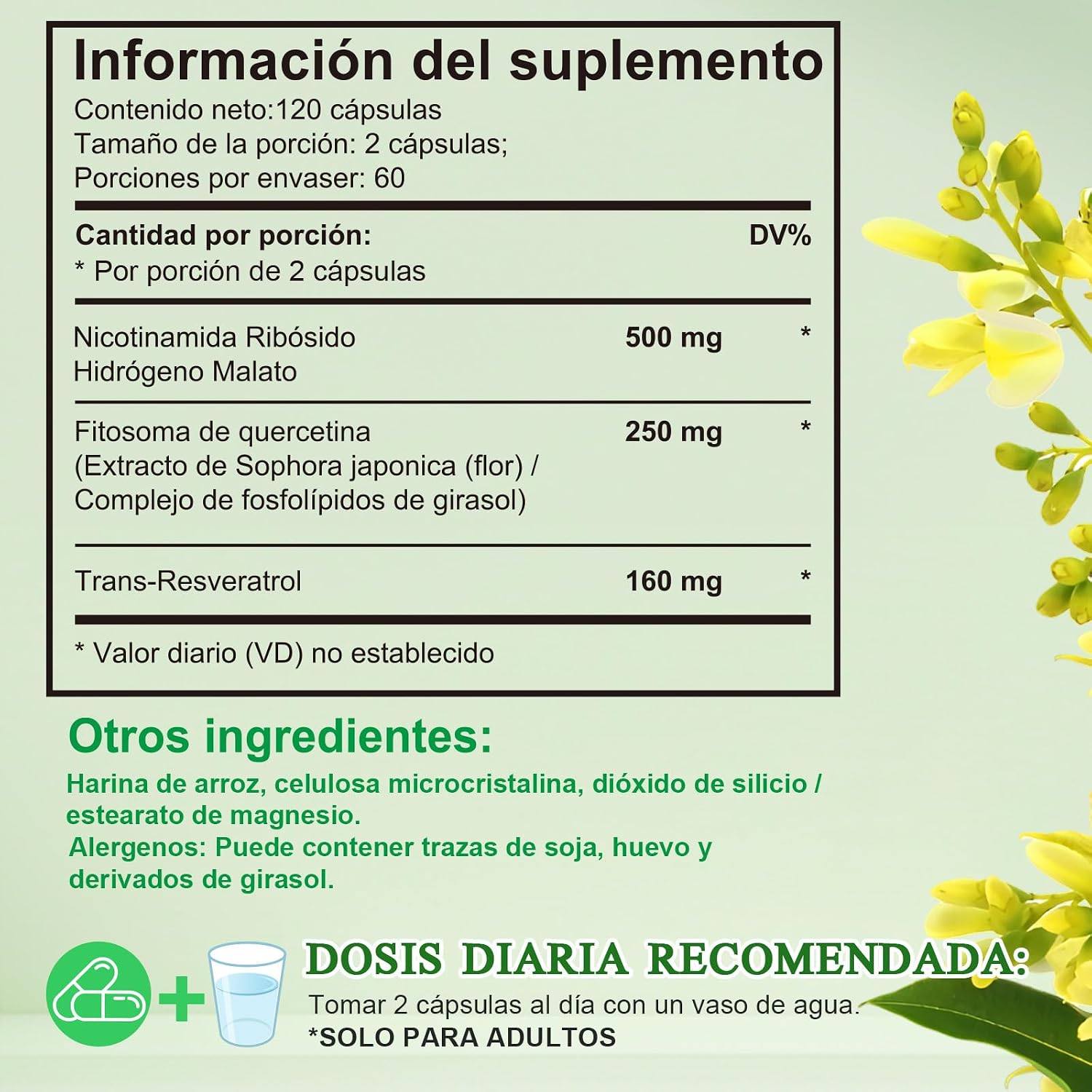 Thumbnail 5 de Nicotinamida Ribósido con Resveratrol y Quercetina 120 cápsulas