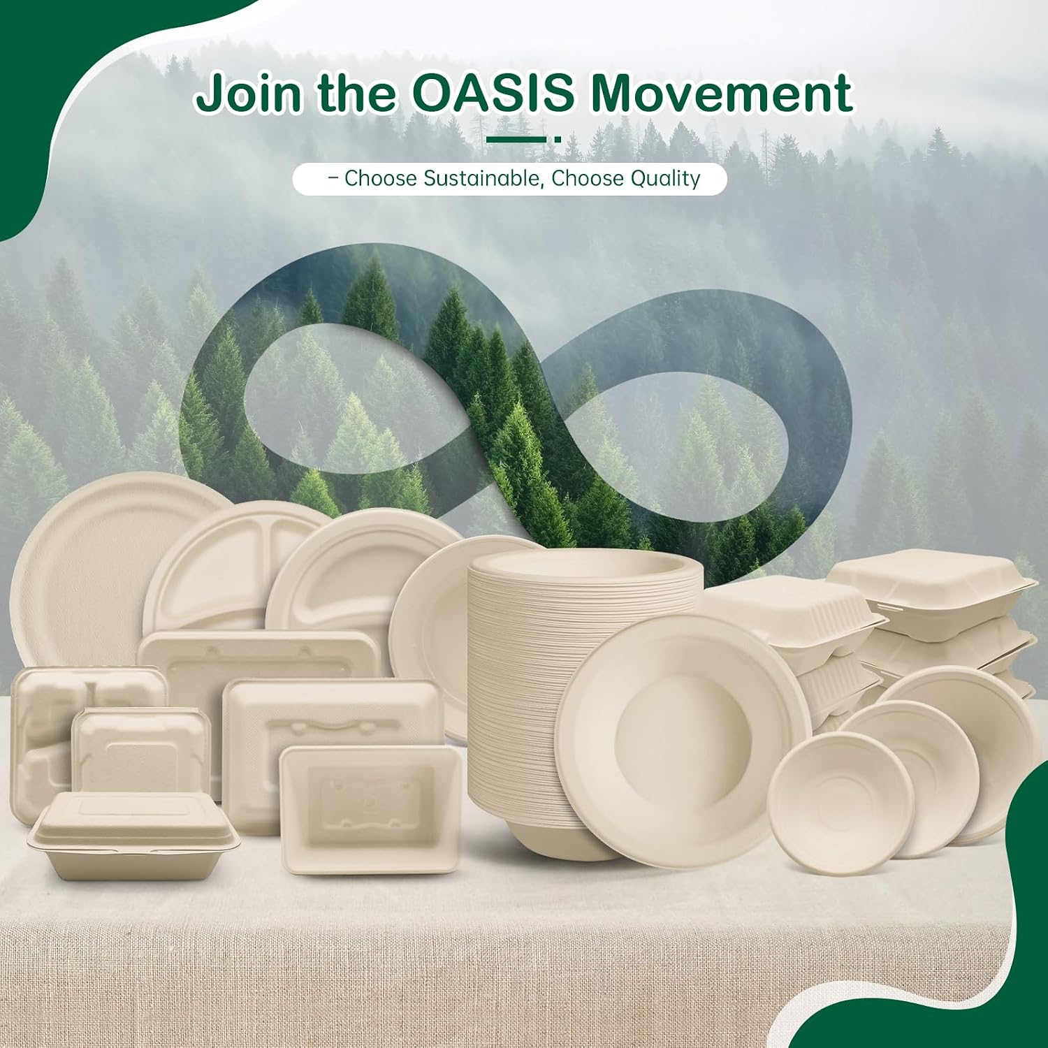 Thumbnail 6 de OasisSN YW-00 32 oz Disposable Paper Bowls, 68-Pack, Compostable