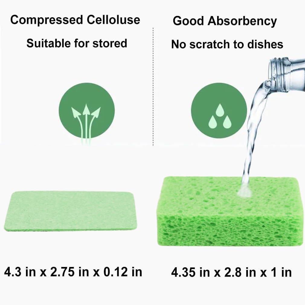 Thumbnail 1 de METUUTER 12-Count Kitchen Sponges: Compressed Cellulose, Non-Scratch Dish Sponges for Kitchen, Bathroom, and Car Care