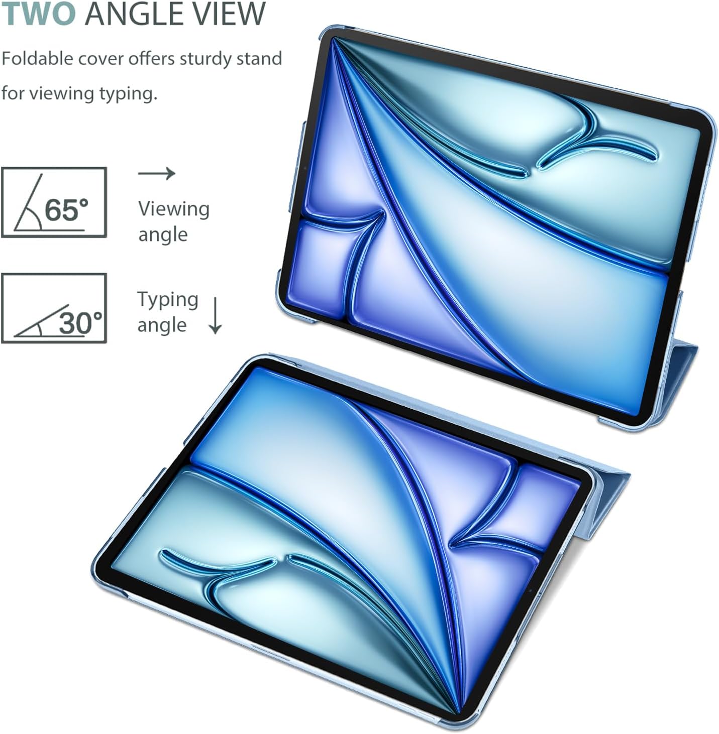Detalle de ProCase Hülle für iPad Air 11 Zoll (M4/M3/M2 & 5/4 Gen) – Himmelblau, mit Sleep/Wake und Pencil-Unterstützung