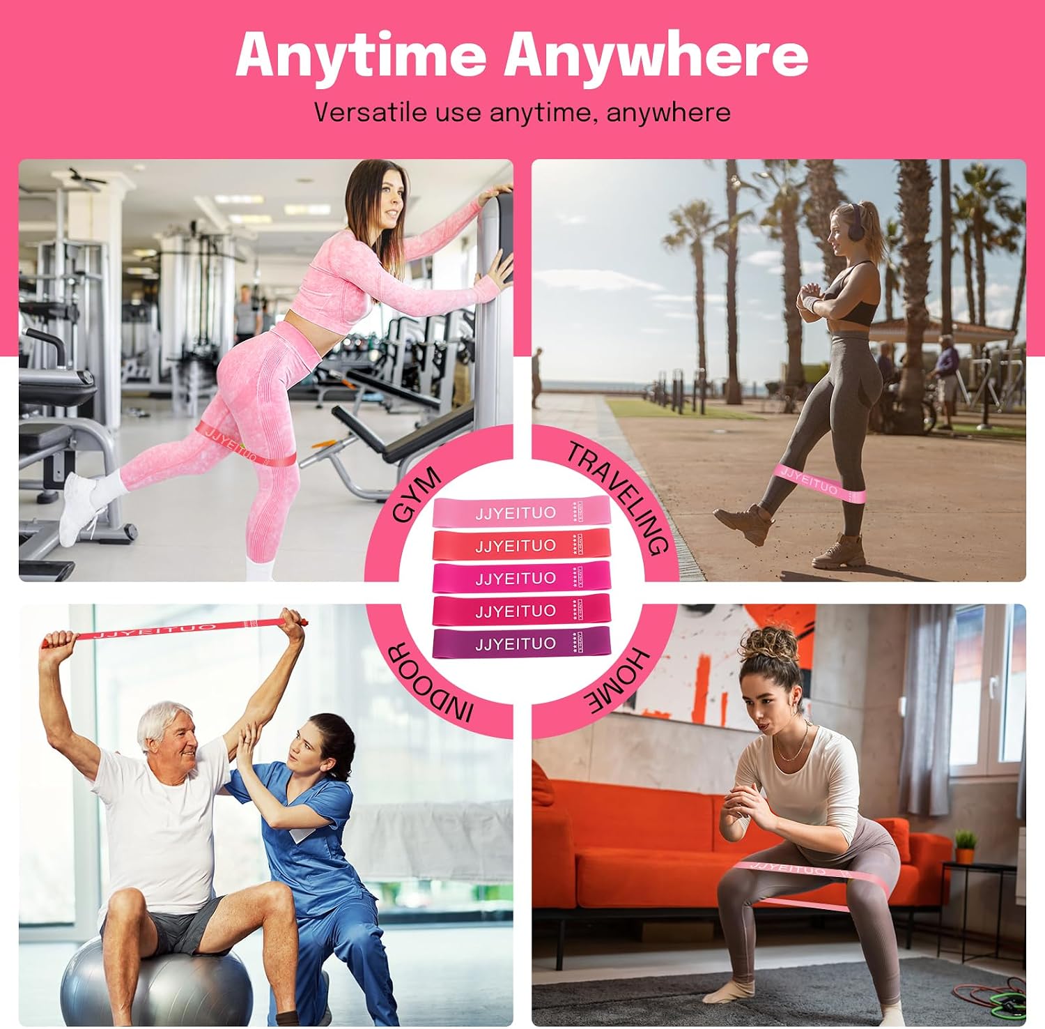 Thumbnail 6 de JJYEITUO YUJIADAI-001 Resistance Loop Bands, 5 Levels for Home Fitness