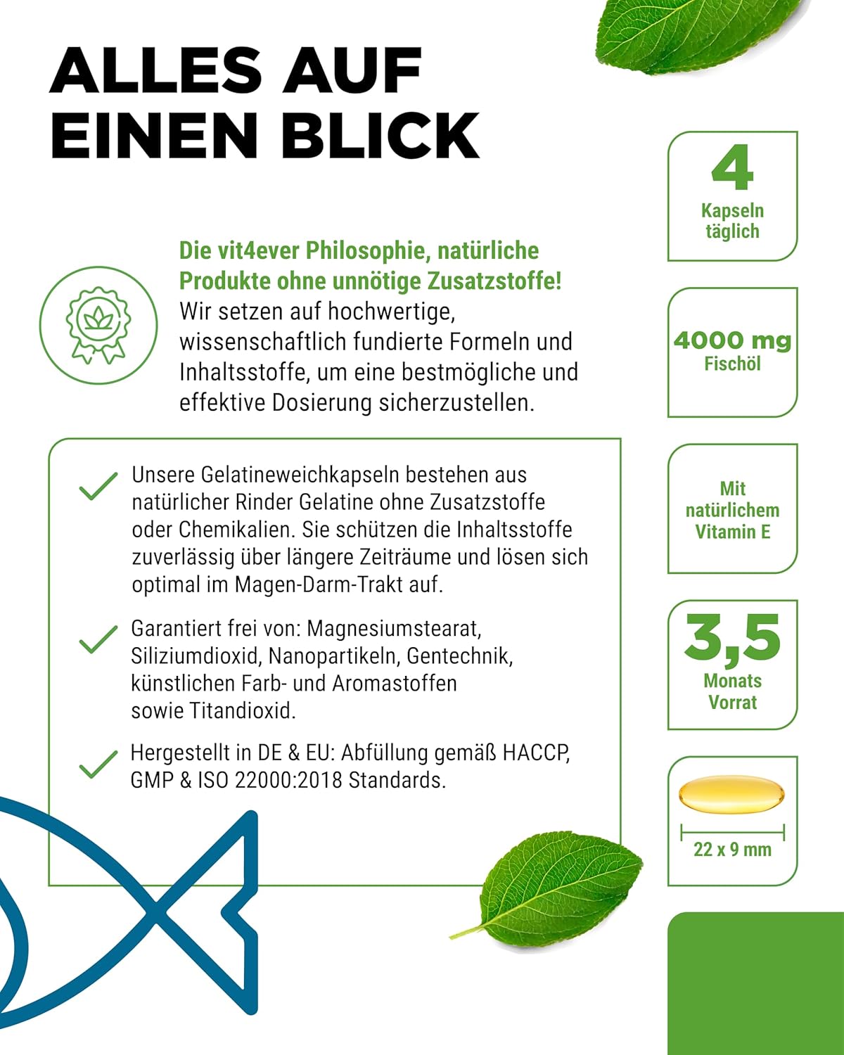 Detalle 2 de vit4ever Omega 3 Kapseln 420 Stück