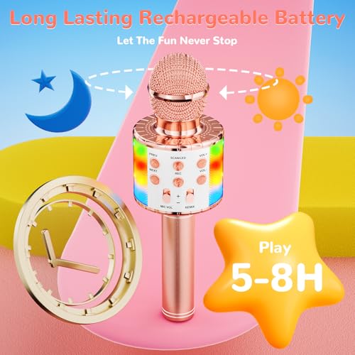 Detalle de Ankuka Microphone karaoké sans fil 4 en 1 avec LED — lecteur BT, enregistreur et haut-parleur