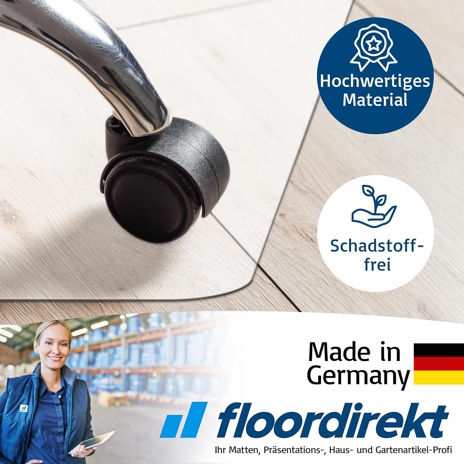 Thumbnail 3 de Floordirekt Bodenschutzmatte 114 × 180 cm – Kratzfest, rutschfest, milchweiß