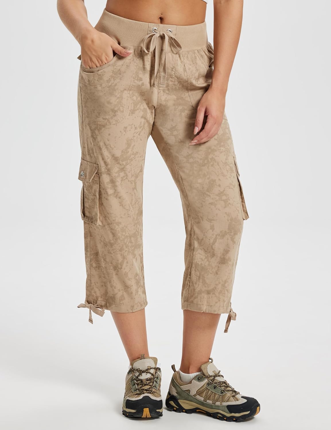 Detalle de MoFiz Women's Cargo Capris with 6 Pockets, Quick-Dry Stretch Fabric