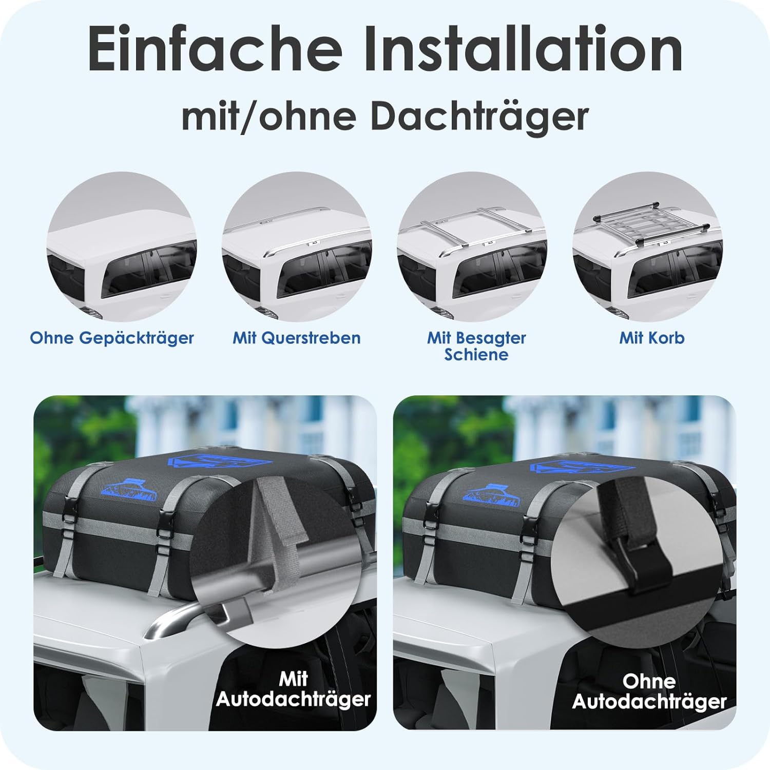 Thumbnail 3 de Rymopuey faltbare Dachbox 15–21 Kubikmeter (700D, wasserdicht) mit Anti-Rutsch-Matte und 6 Gurten