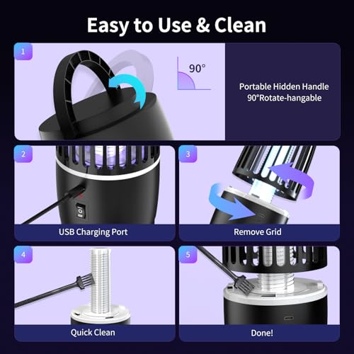Thumbnail 6 de Tiptop Home Electric Fly Catcher: Portable 2-in-1 Mosquito Killer with UV Lamp and Lighting, 360° Indoor/Outdoor Use