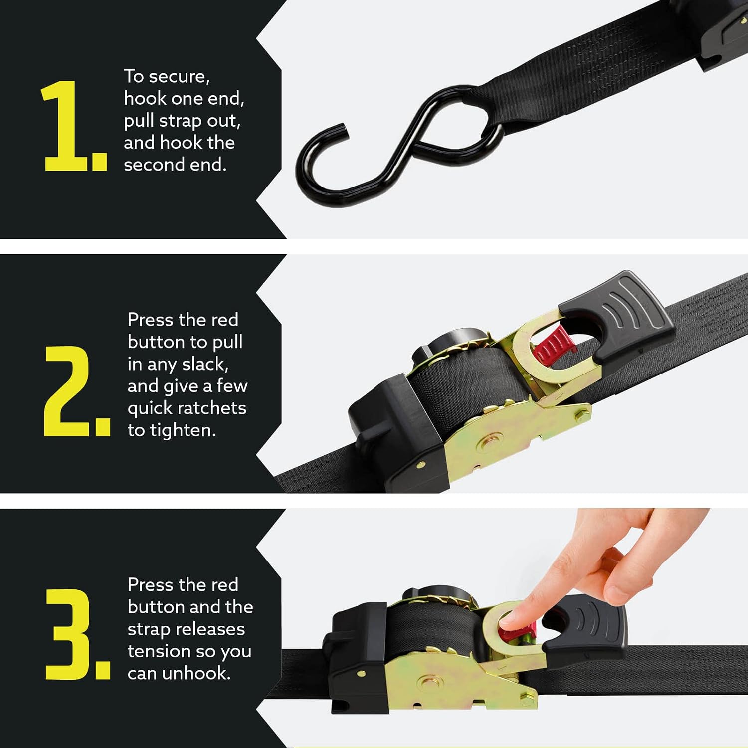 Thumbnail 4 de DC Cargo Mall Auto Retractable Ratchet Straps 1,209 lb Break Strength