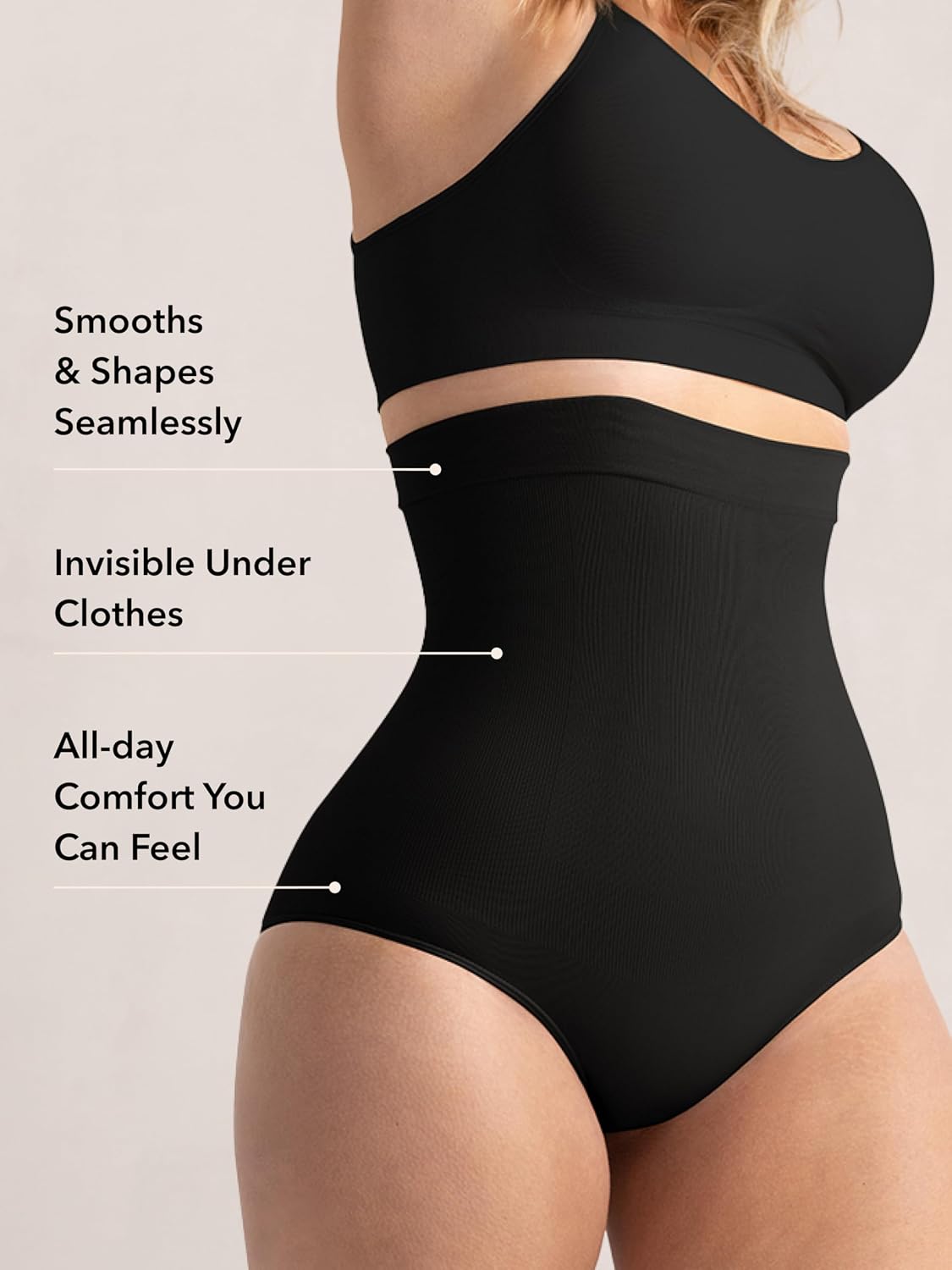 Detalle de SHAPERMINT Shapewear for Women: Seamless Tummy Control Panty
